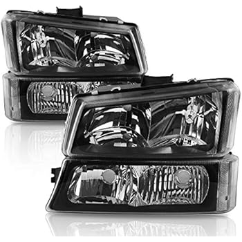 Headlights Assembly for 2003-2006 Chevy Avalanche / 2003-2007 Chevrolet Silverado 1500 2500 3500 1500HD 2500HD Pickup Headlamp