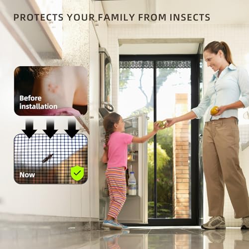 EXTSUD Magnetic Screen Door, 120 x 210 cm Mosquito Net Curtain for Doors, Insect Protection for Balcony Door, Living Room, Patio Door, Black
