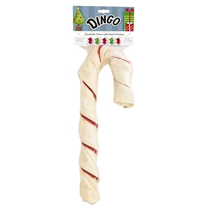 rawhide candy cane dog treat