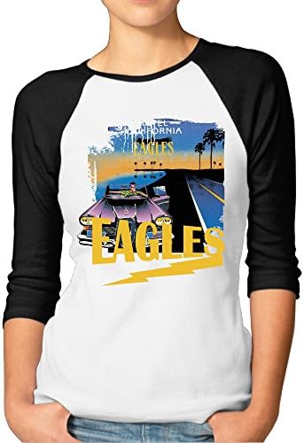 Womens Hotel California Studio Eagles Band Crazy 3/4 Sleeve Raglan Shirts Baseball Tops