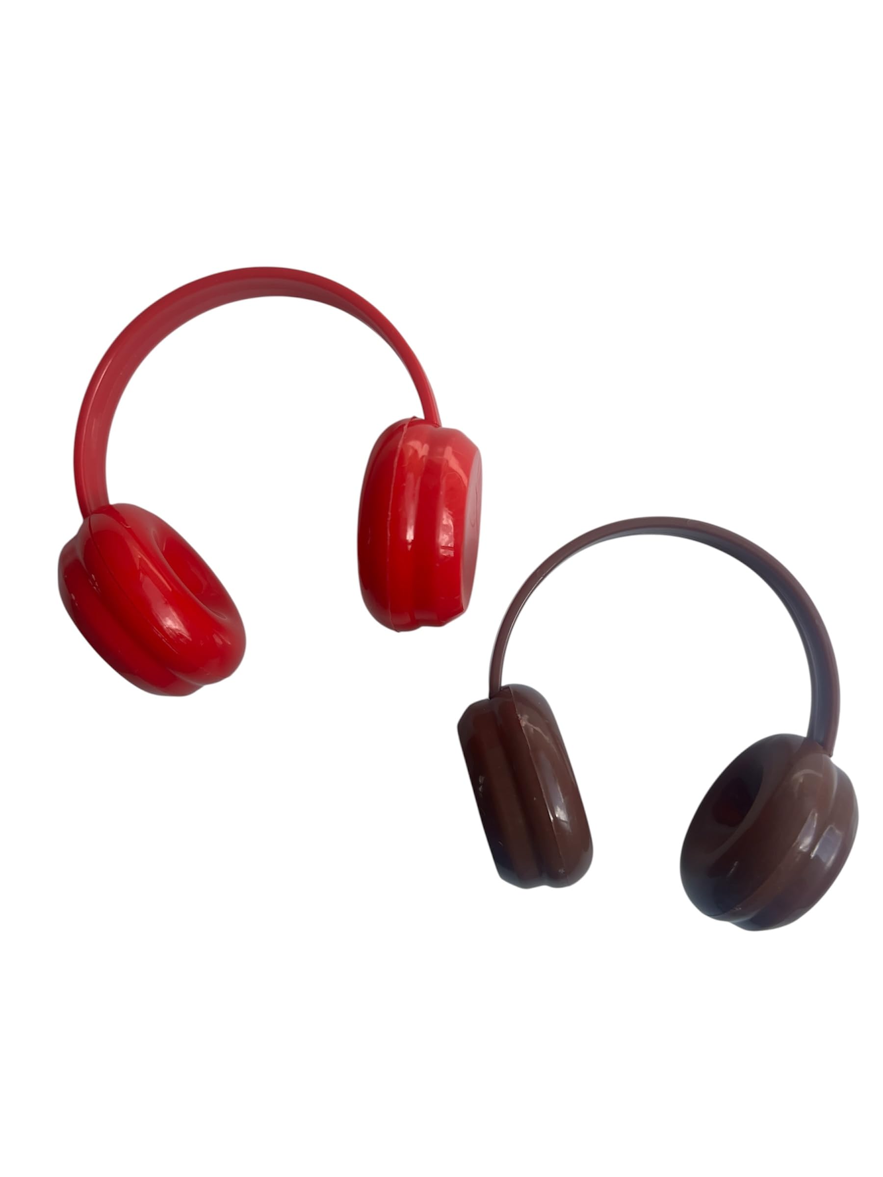Mini Headphones for Dolls | Designed to fit 15-17cm Dolls | Stylish Toy Headset in Red and Brown | Doll Accessories for Photography, Display & Collectors