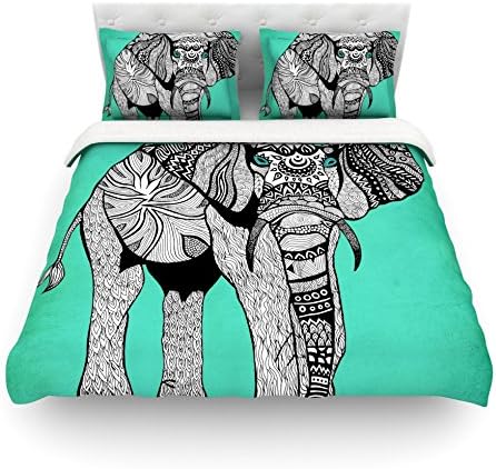 Kess InHouse Pom Graphic Design "Elephant of Namibia Color" Twin Cotton Duvet Cover, 68 by 88-Inch