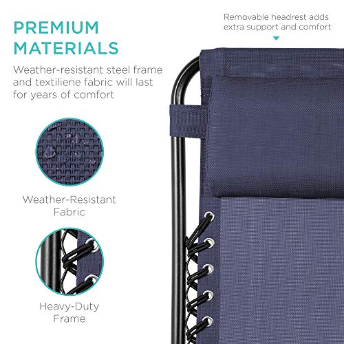 Best Choice Products Set of 2 Adjustable Steel Mesh Zero Gravity Lounge