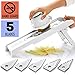Mandoline Slicer w/ 5 Adjustable Blades - Vegetable Slicer - Food Slicer - Vegetable Cutter - Cheese Slicer - Vegetable Julienne Slicer with 5 Surgical Grade Stainless Steel Blades (White)