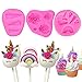 3PCS Unicorn Mold Unicorn Horns Ears Rainbow Flowers Unicorn Silicone Mold Set Cupcake Toppers Fondant Chocolate Mold