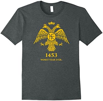 Mens "1453 - Worst Year Ever" Byzantine Empire Distressed T-Shirt Large Dark Heather