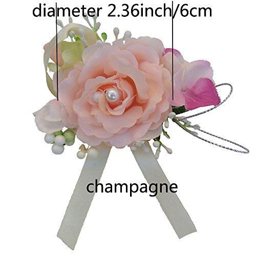 Arlai Set of 2, Prom Pin Corsage, Artificial Flowers, Wedding, Birthday,Dance,Homecoming (Champagne)