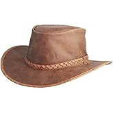 American Hat Makers Crusher Leather Cowboy Hat | Premium Crushable Outback Hat | Handcrafted & Durable for Travel