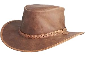 American Hat Makers Crusher Leather Cowboy Hat | Premium Crushable Outback Hat | Handcrafted & Durable for Travel