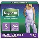 Depend Night Defense Incontinence Underwear for Women, Disposable, Overnight, S, Blush, 34 Count