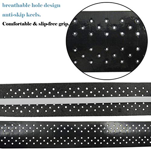 Quality Yes QY 2Pack Double Color Widened Perforated Super Absorbent Tennis Racket Overgrip Anti Slip Keels Badminton Racket Tape Wrap Table Tennis Racket Tape, Black