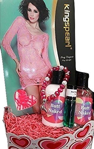 Womens See Through Lingerie Plunging Neckline Chemise Pink Mini Dress Gift Set