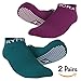 Rymora Grip Socks Women & Men - Sticky Anti Slip Non Skid - Perfect Yoga, Pilates, Barre, Hospital, Labor Delivery, Trampoline [2 Pairs: Purple & Teal] [Medium: US Men: 8-11 / US Women: 9-12]
