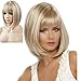 RightOn Classical Short Straight Women Girls Brown Synthetic Wig With Wig Cap (Linen Blonde)