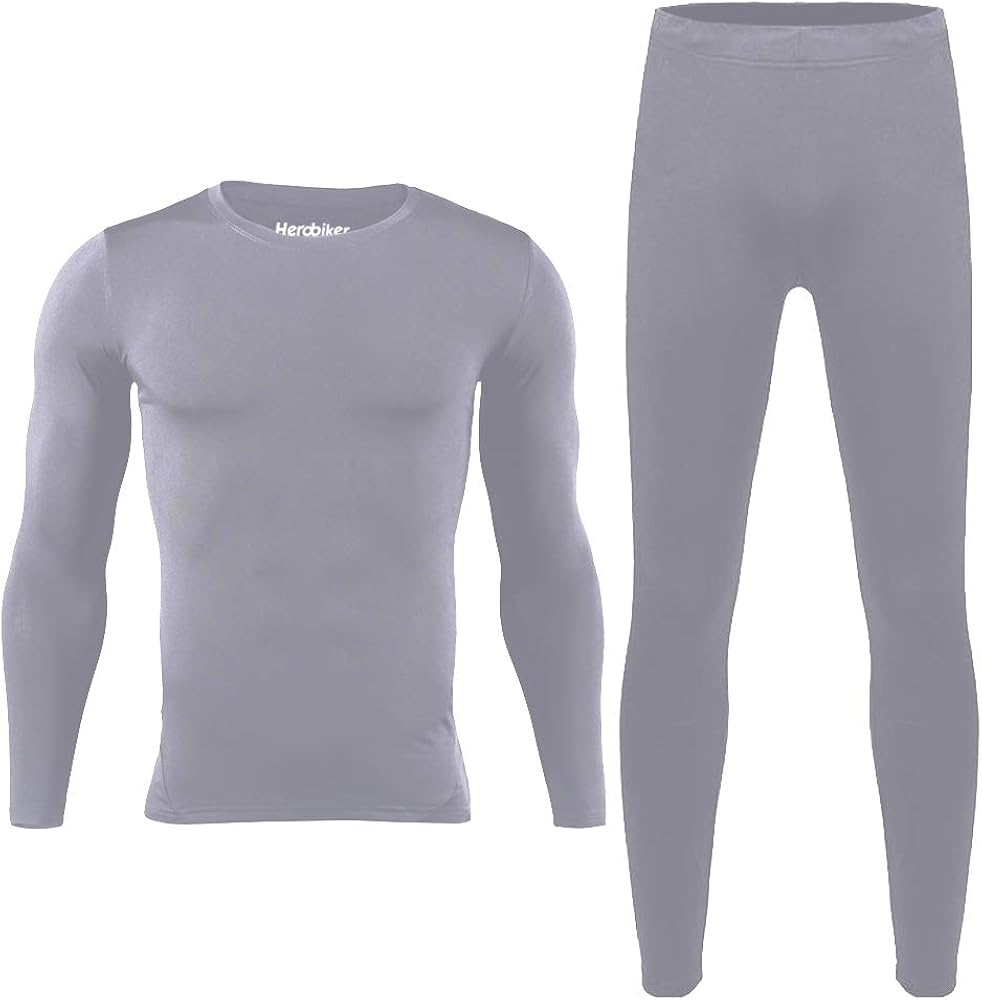 HEROBIKER Mens Thermal Underwear Set Skiing Winter Warm Base Layers Tight Long Johns Top and Bottom Set with Fleece Lined at  Men’s Clothing store