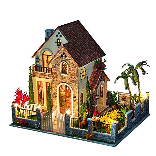 DIY Miniatur-Puppensatz, DIY Holzpuppenhaus Kunst Miniatur-Kit Romantisches Große Villa Modell mit Mobiliar… – Bild 3
