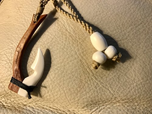 Fish Hook Pendant Koa Wood and Bone - Small