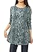 Allegra K Women's Printed Round Neck Long Sleeves Loose Tunic Knitted Top Gray M (US 10)