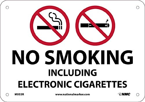 National Marker Corp. M953R No Smoking Including Electronic Cigarettes Sign, 7 Inch X 10 Inch, 0.050 Rigid Plastic