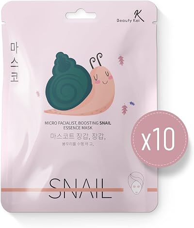 BeautyKei Korean Snail Jelly Sheet Mask Pack of 10 - Deep Moisturizing