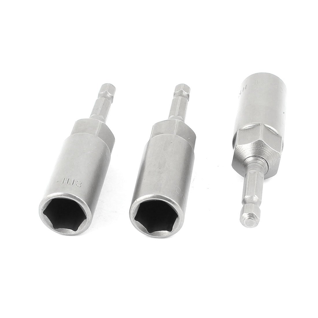 Sourcingmap 80mm x 13mm Metal Screwdriver Drill Hex Nut Driver Socket Bit 3PCS Gray