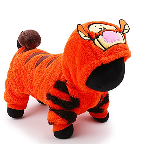 petcircle 2016 pet dog clothes for chihuahua in winter orange cute tiger dog jumpsuits dog hoodies coats size XXS-L