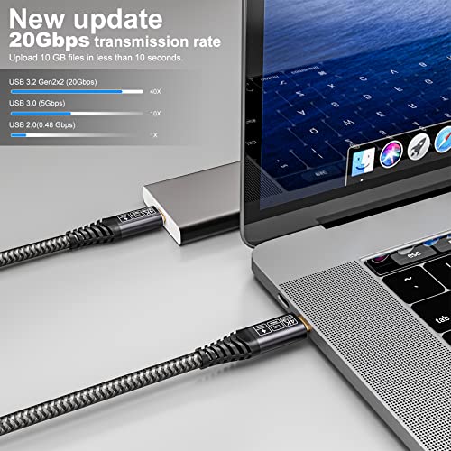 CAKOBLE USB C Cable to USB C 2M, USB 3.2 Gen2 Type C Charging Cable, 20 Gbps Data Transfer, 100 W 20 V/5 A Fast Charging Cable, 4K @@ 60Hz Video Transfer for Laptop, Mobile Phone, Monitor, Devices