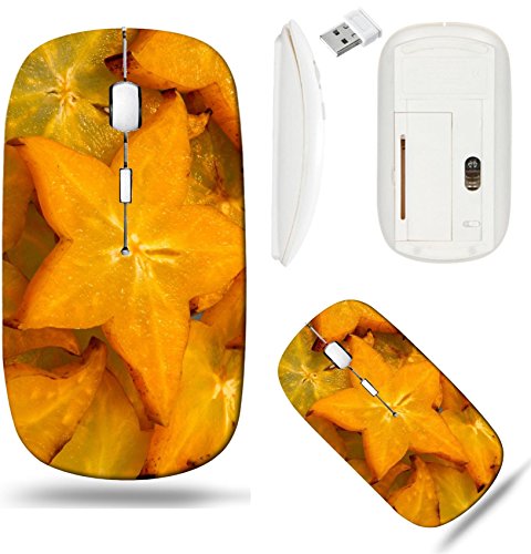 Liili Wireless Mouse White Base Travel 2.4G Wireless Mice with USB Receiver, Click with 1000 DPI for notebook, pc, laptop, computer, mac book carambola tropical star fruit in asia Image ID 23131232