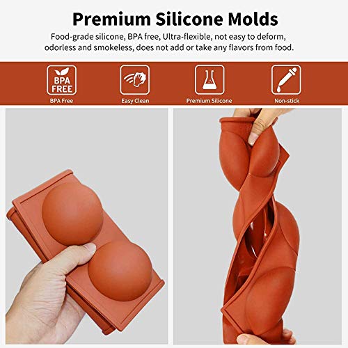 Silicone Mold,Semi Sphere Baking Cake Silicone Mold,Large 6 Holes Semi Sphere Chocolate Mold for Making Hot Chocolate Bomb, Cake, Jelly, Pudding,Dome Mousse (Large, 2pcs)