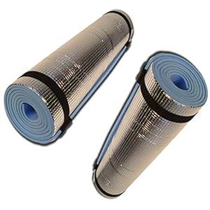 2 x Large Lightweight Soft Durable Foam EVA Roll Mats With Aluminium Thermo Back – Ideal For Camping, Beach, Hiking, Yoga, Gym