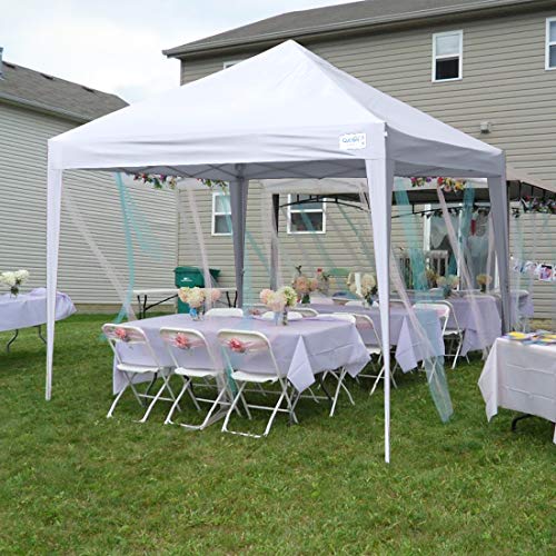 Quictent 10x10 Pop up Canopy Tent Commercial Instant Gazebo Party Tent Waterproof with Wheeled Carry Bag (White)