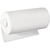 mDesign Plastic Wall Mount Paper Towel Holder & Dispenser, Mounts to Walls or Under Cabinets - for Kitchen, Pantry, Utility Room, Laundry and Garage Storage - Holds Jumbo Rolls - White