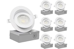 GCN LIGHT Gimbal 3000K 4000K 5000K Adjustable 9W 4 Inch 900LM Dimmable LED Recessed Pot Light, ETL Energy Star Listed IC Rate