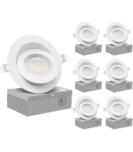 Zion 6 Pack 3.5 Inch Adjustable Angle LED Pot Light 3000K
