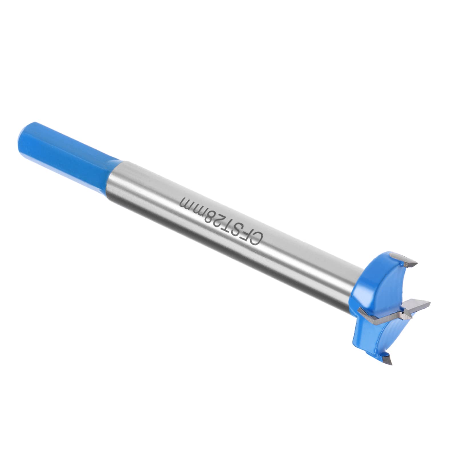 Kozelo Forstner Drill Bit - [28mm] Tungsten Carbide Auger Opener for Wood Furniture Hinge Woodworking Use, Hex Shank, Dark Blue