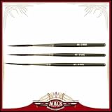 Set of 3 Sizes 0 - 2 Wizard Vortex Scroll Pinstriper Blue Squirrel Grey Handle Brush