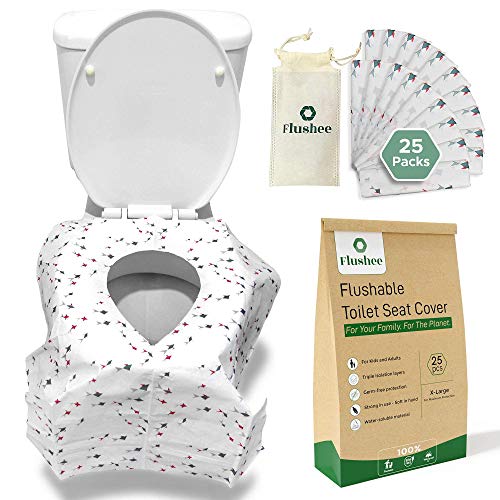Flushable Toilet Seat Cover Non Woven Paper Based (25 Pack)- Extra Large, Toilet Cover Ideal for Adults & Kids Potty…