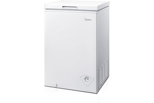 Midea MRC04M3AWW Chest Freezer, 3.5 Cubic Feet Freezer With Removable Basket, Adjustable Temperature, For Kitchen Apartment Office, White