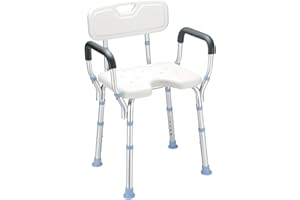 OasisSpace Heavy Duty Shower Chair with Back and Arms 300lb, Bathtub Chair with Handles - Medical Tool Free Shower Cutout Seat for Handicap, Disabled, Seniors & Elderly