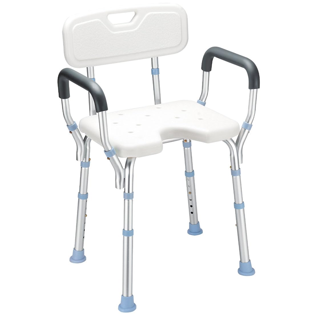 OasisSpace Heavy Duty Shower Chair with Back and Arms 300lb, Bathtub Chair with Handles - Medical Tool Free Shower Cutout Seat for Handicap, Disabled, Seniors & Elderly