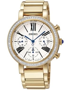 Seiko Chronograph White Dial Gold-plated Ladies Watch SRW014
