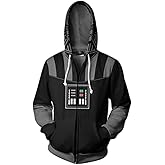 Pacreck Adult Darth Vader Hoodie Jacket Unisex Black Zipper Closure Coat Halloween Cosplay Costume