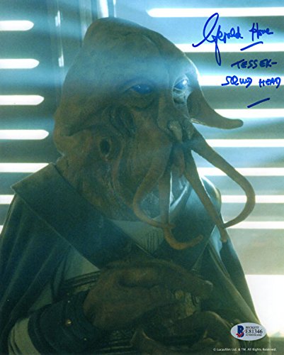 GERALD HOME SIGNED 8x10 PHOTO + TESSEK SQUID HEAD STAR WARS BECKETT BAS