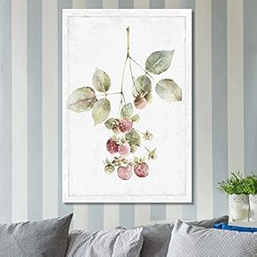 Canvas Wall Art - Hand Drawn Strawberry Vine Tree Minimal Fruit Series Artwork - Giclee Print Gallery Wrap Modern Home Art Ready to Hang - 12x18 inches