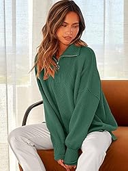 ANRABESS Women's Long Sleeve 1/4 Zipper Collar Drop