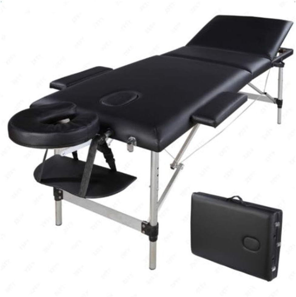 Massage Tables Portable Massage Bed 3 Folding 84'' Adjustable Aluminum Facial SPA Bed Table with Carry Case (black)
