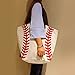YIQIGO Baseball Handbag for Woman Shopping Handbag Travel Handbag Canvas Casual Shoulder Handbag(Off White)