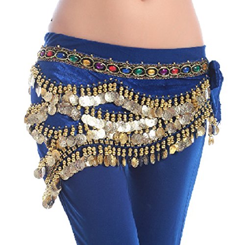 Belly Dance Hip Scarf, Multi-row Silver Coin Dance Skirt (2)