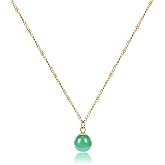 Natural Jade Necklace for Women 18K Gold Plated Green Jade Pendant Necklace Good Luck Necklaces Anniversary Gifts for Mom Lover