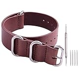 Ritche Genuine Leather NATO strap 22mm Brown Replacement timex weekender watch band